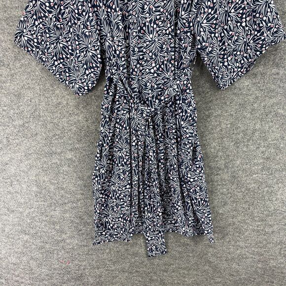 New Sonoma Dress Women Small Black Floral Belted Short Sleeve Open Front Casual - Picture 4 of 11